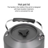 1.6L Portable Camping Coffee Tea Pot Outdoor Fishing Hiking Barbecue Kettle Pot (Black Handle)