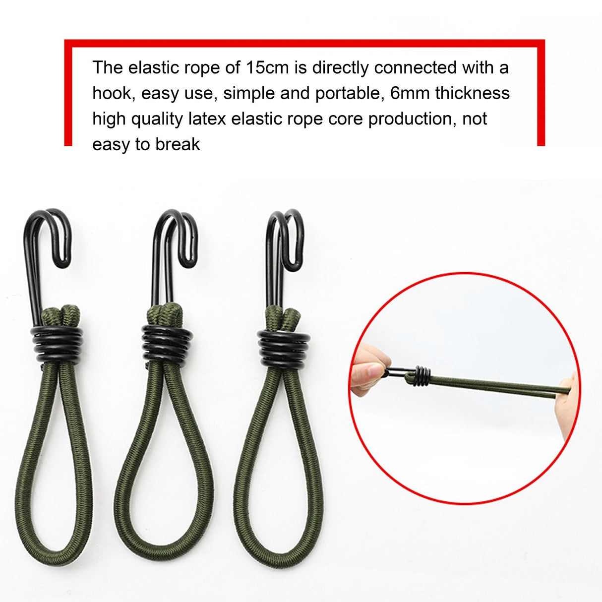 10pcs Tent Elastic Rope with Hook Camping Tent Fixation Elastic Rope Accessories