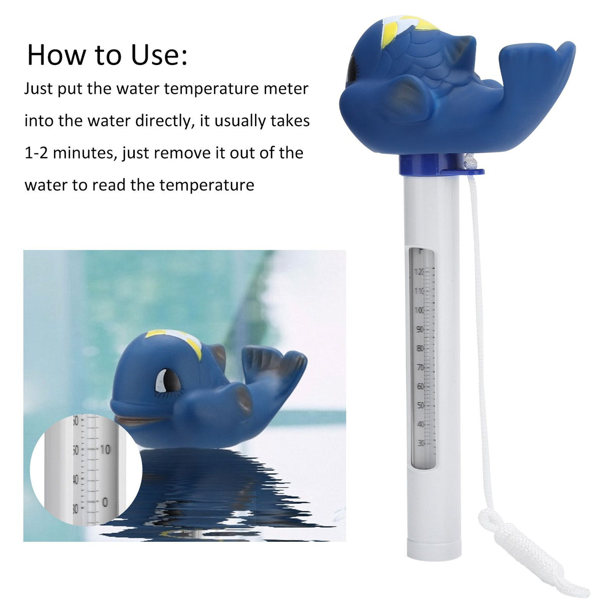Cartoon Animal Shaped Floating Thermometer for Swimming Pools Sauna Spa Accessories Blue