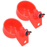2pcs Automatic Chicken Water Cup Red Plastic Drinking Bowl for Poultry Pigeon Bird - Top-Down View