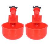 2pcs Automatic Chicken Water Cup Red Plastic Drinking Bowl for Poultry Pigeon Bird - 45-Degree Angle
