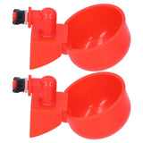 2pcs Automatic Chicken Water Cup Red Plastic Drinking Bowl for Poultry Pigeon Bird - Rear View