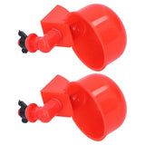 2pcs Automatic Chicken Water Cup Red Plastic Drinking Bowl for Poultry Pigeon Bird - Low Angle