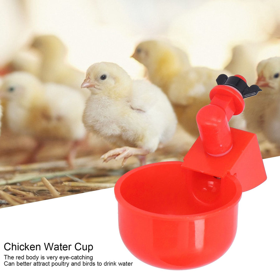 2pcs Automatic Chicken Water Cup Red Plastic Drinking Bowl for Poultry Pigeon Bird