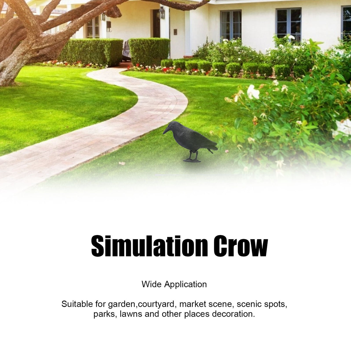 Simulation Plastic Crow Statue Hunting Bait Decoys Tool for Outdoor Garden Decoration