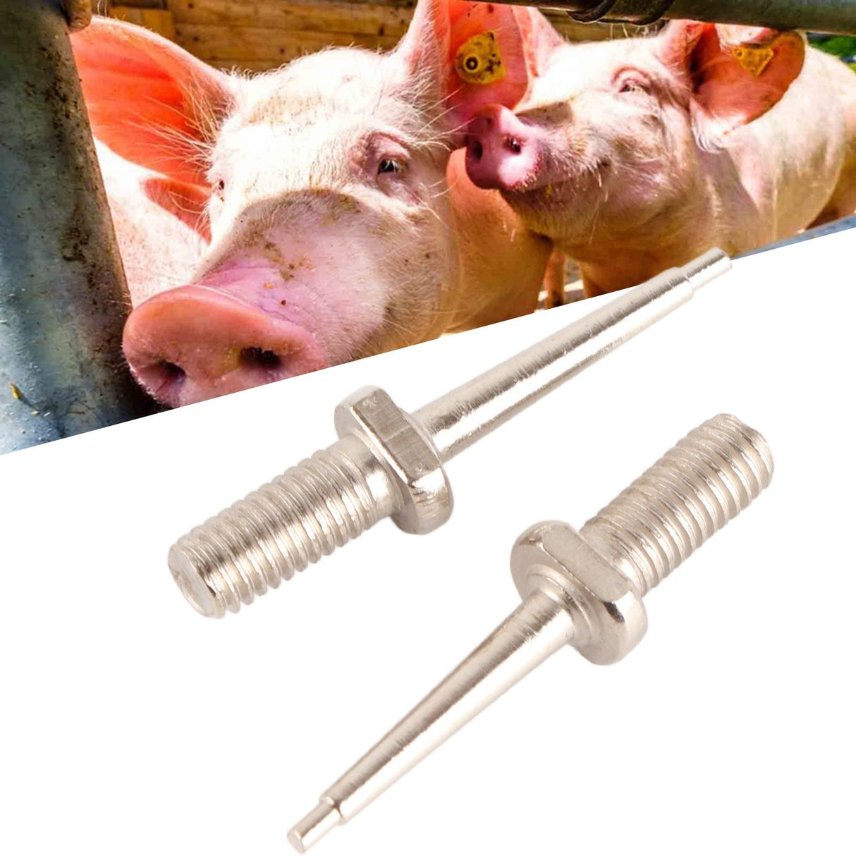 2Pcs Ear Tag Needle Stainless Steel Ear Tag Applicator Pliers Pin Nail for Cattle Pigs Sheep