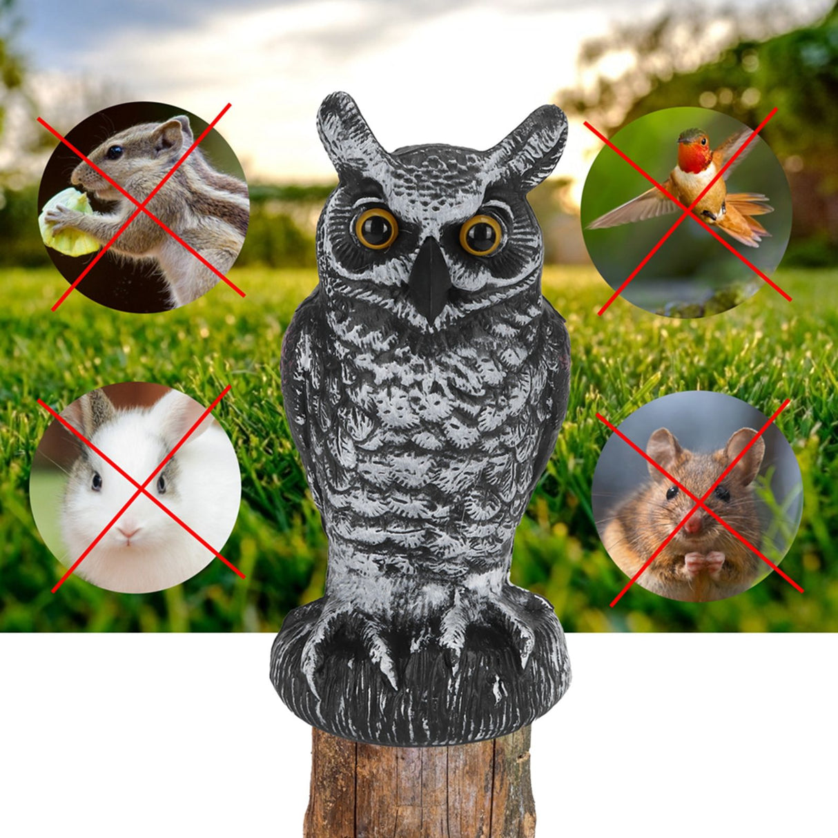 Fake Simulation Owl Statue Decoration Outdoor Garden Plastic Repeller Hunting Decoy1023‑1