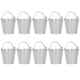 10PCS Flower Pot Mini Succulent Plant Pot Small Metal Bucket for Indoor Outdoor DecorSilver 4x5.5x6cm - Front View