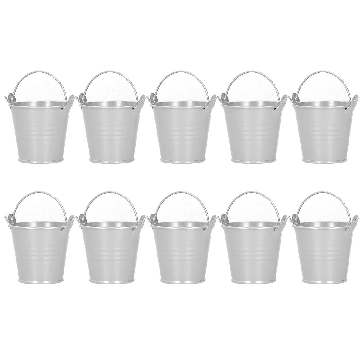 10PCS Flower Pot Mini Succulent Plant Pot Small Metal Bucket for Indoor Outdoor DecorSilver 4x5.5x6cm