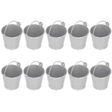 10PCS Flower Pot Mini Succulent Plant Pot Small Metal Bucket for Indoor Outdoor DecorSilver 4x5.5x6cm - Top-Down View