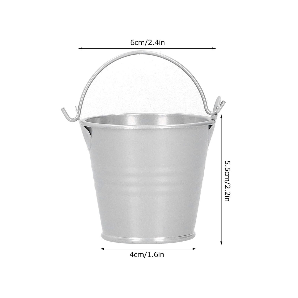 10PCS Flower Pot Mini Succulent Plant Pot Small Metal Bucket for Indoor Outdoor DecorSilver 4x5.5x6cm