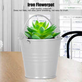 10PCS Flower Pot Mini Succulent Plant Pot Small Metal Bucket for Indoor Outdoor DecorSilver 4x5.5x6cm