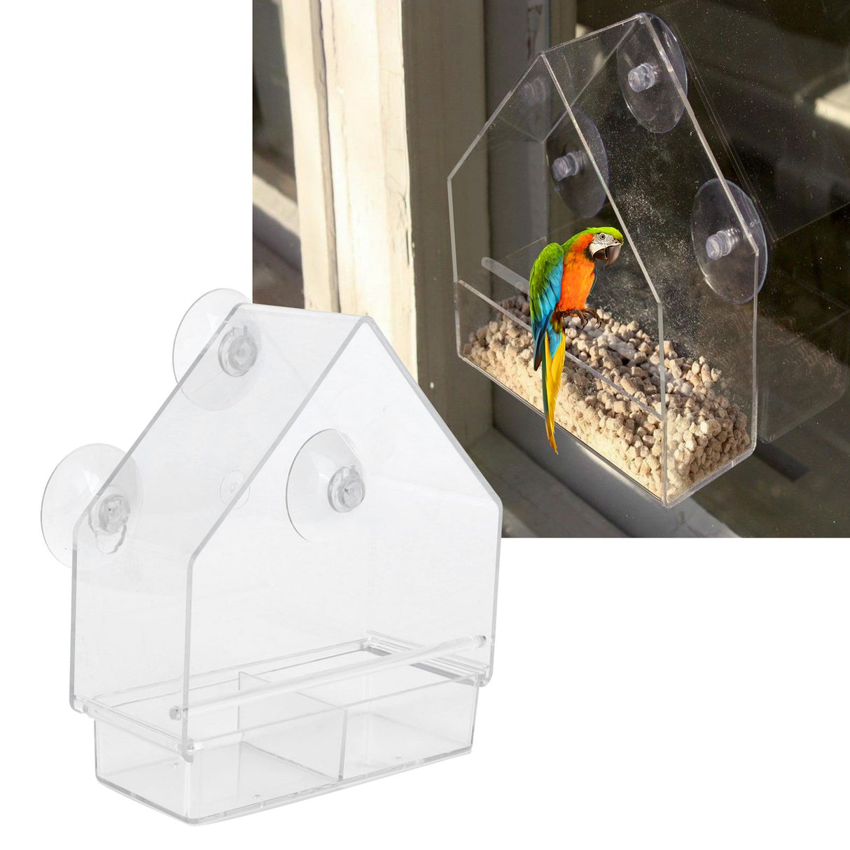 Indoor Outdoor Hanging Bird Feeder PS Transparent Bird Feeding Tool for Feeding Small Birds