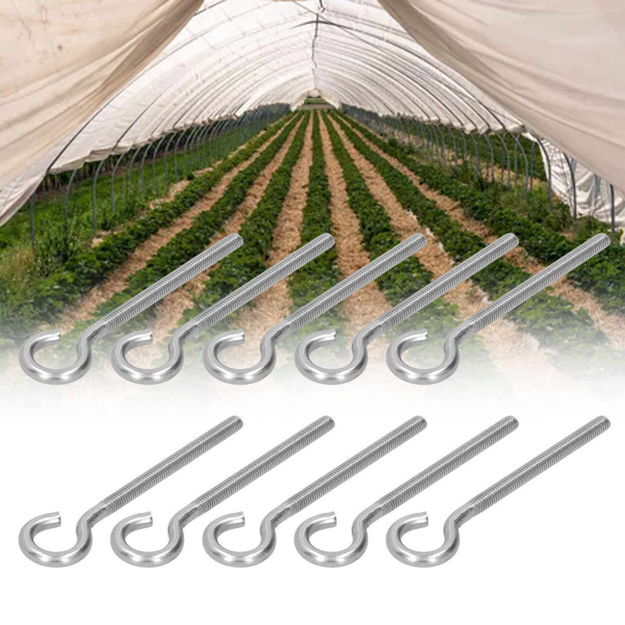10Pcs M6 Ring Bolt 304 Stainless Steel Sunshade Net Thread Ring Screw Hook Greenhouse Supplies