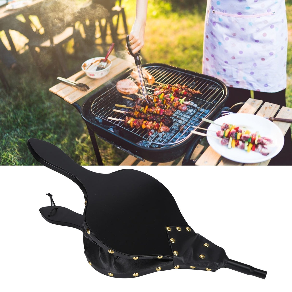 Wooden Blower Fire Bellows for Barbecue Cookout Outdoor Camping Long Handle Fireplace Tools