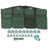 Gardening Tools Set Green Waist Bag Plant Support Clips Adjustable Cable Ties Kit