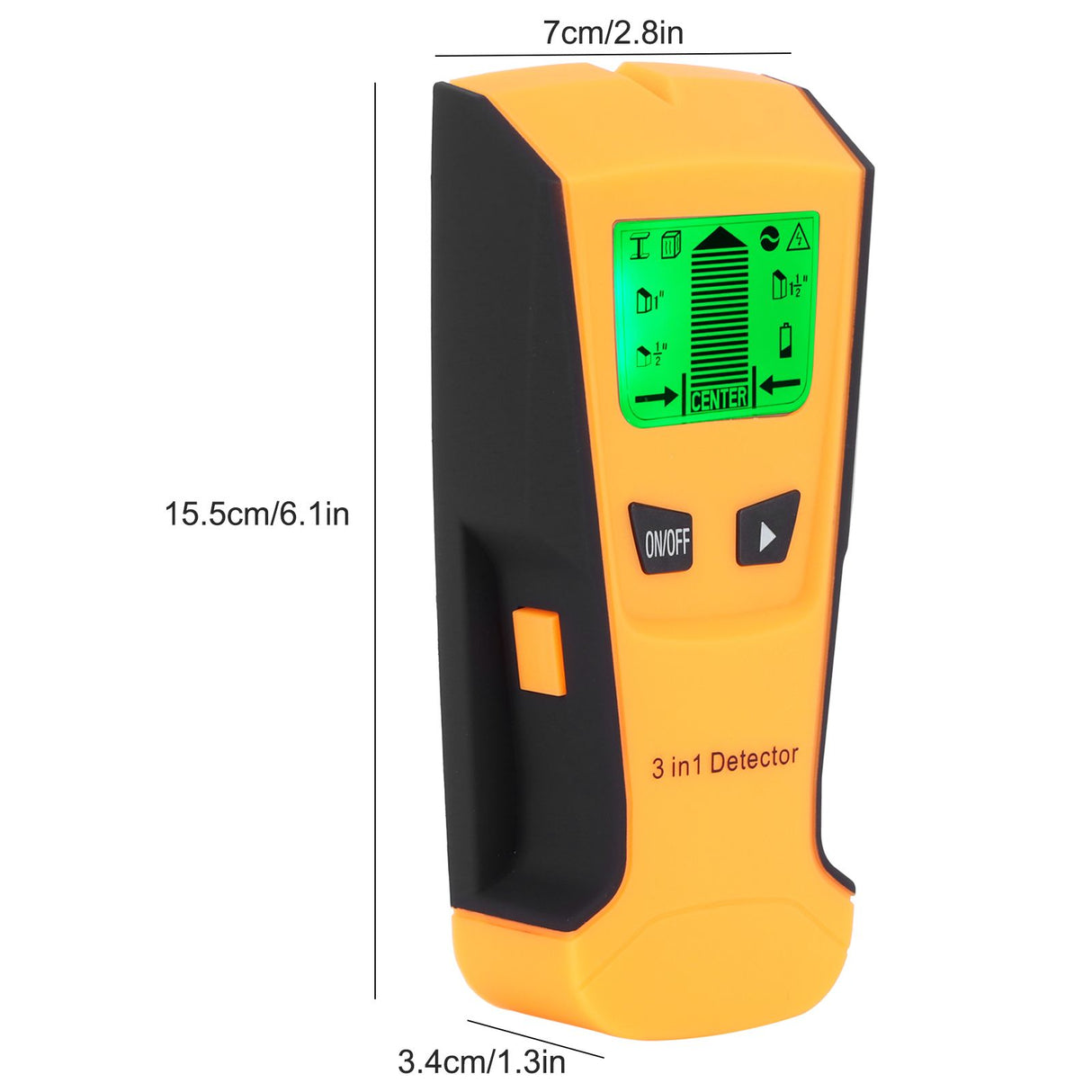 3 in 1 Metal/AC Wire/Stud Detector Finder Portable Wall Scanner Detect Device LCD DisplayOrange