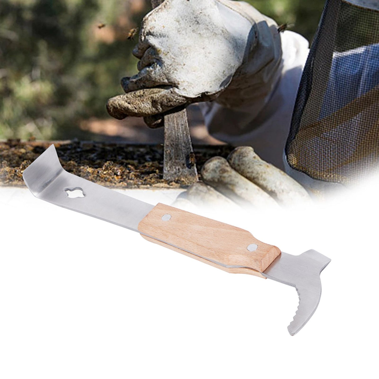 Honey Scraper Stainless Steel Beehive Honey Knife Cutter with Wood Handle Beekeeping Tool