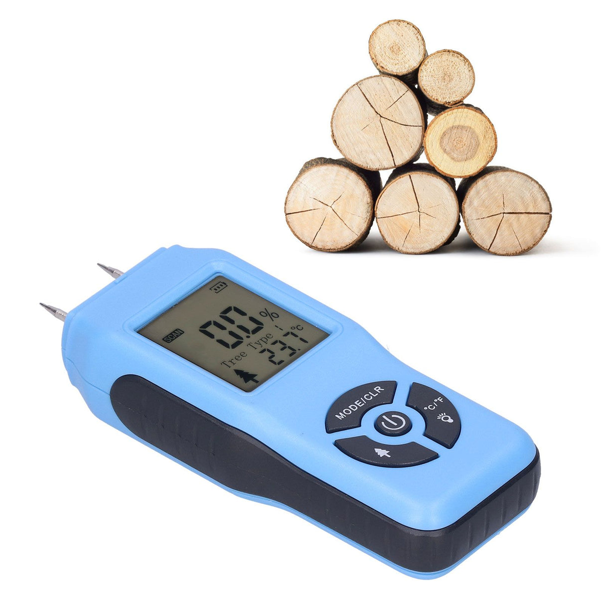 Digital Moisture Tester Portable Hand Held LCD Wood Timber Humidity Detector Accessory(Blue )