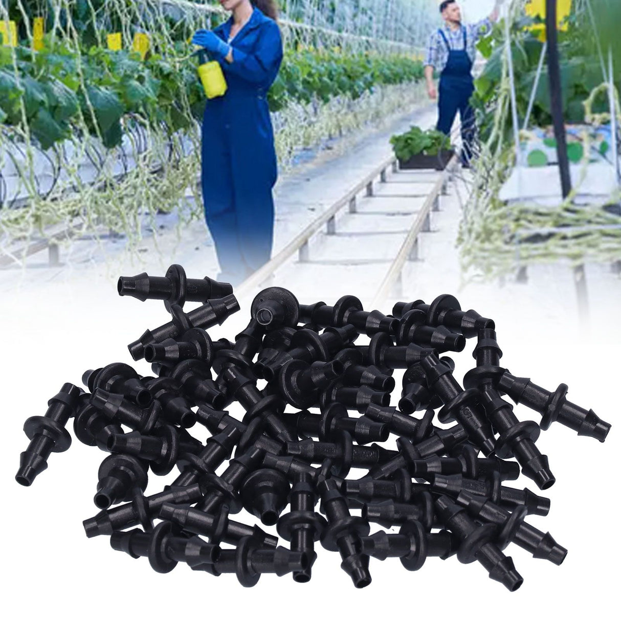 100PCS 4/7 2‑Way Connector Drip Irrigation Connector Fitting Garden Irrigation Accessories