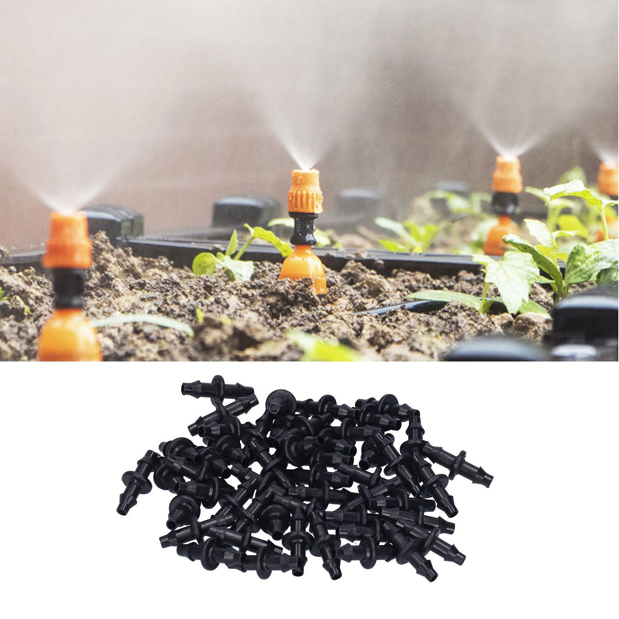 100PCS 4/7 2‑Way Connector Drip Irrigation Connector Fitting Garden Irrigation Accessories