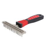 Pet Fur Grooming Rake Stainless Steel Cleaning Brush Comb Dematting Tool for Dogs RabbitsDouble Row