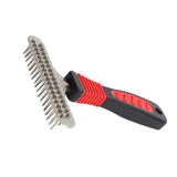 Pet Fur Grooming Rake Stainless Steel Cleaning Brush Comb Dematting Tool for Dogs RabbitsDouble Row