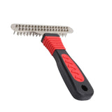 Pet Fur Grooming Rake Stainless Steel Cleaning Brush Comb Dematting Tool for Dogs RabbitsDouble Row