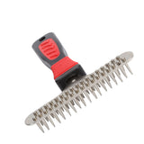 Pet Fur Grooming Rake Stainless Steel Cleaning Brush Comb Dematting Tool for Dogs RabbitsDouble Row