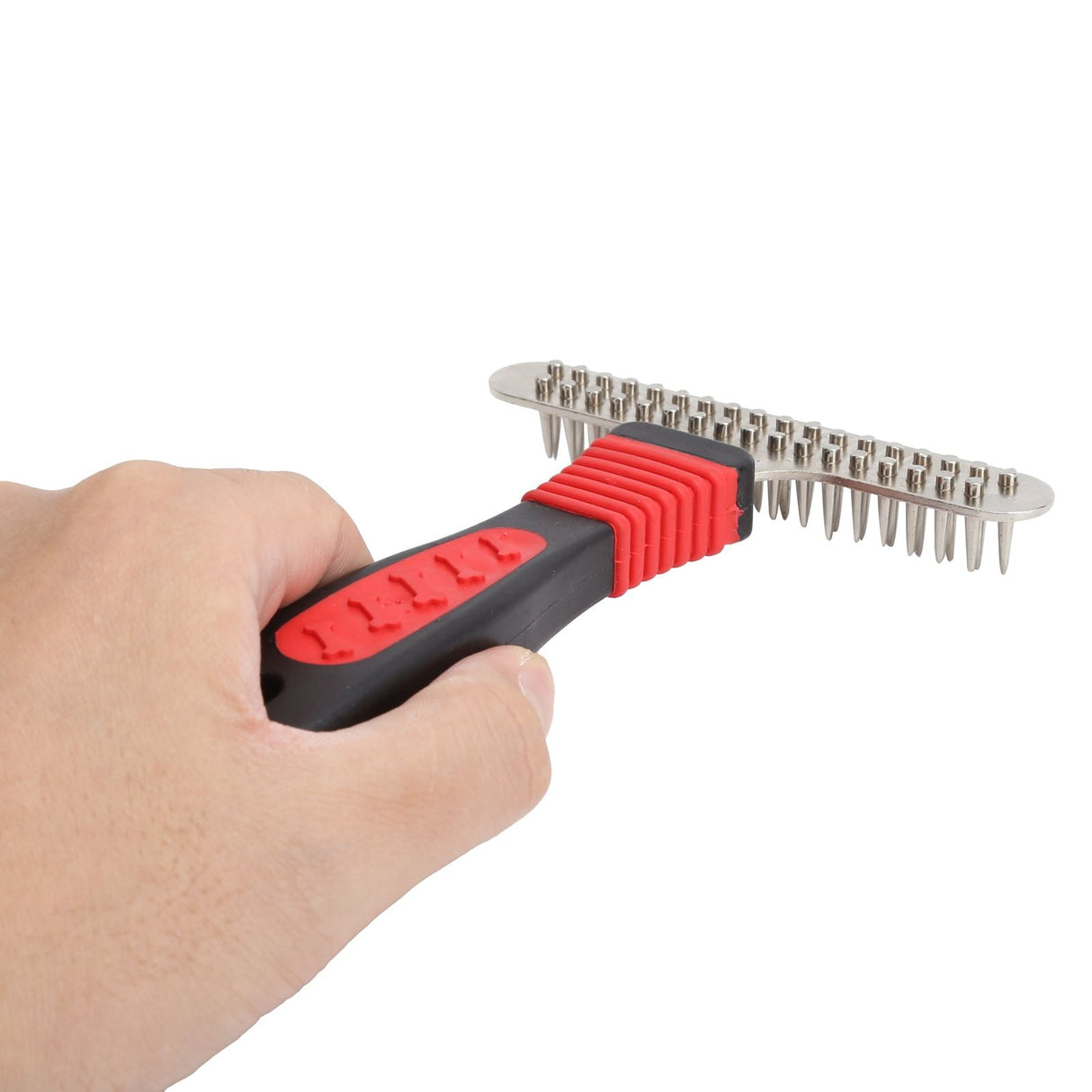 Pet Fur Grooming Rake Stainless Steel Cleaning Brush Comb Dematting Tool for Dogs RabbitsDouble Row