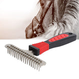 Pet Fur Grooming Rake Stainless Steel Cleaning Brush Comb Dematting Tool for Dogs RabbitsDouble Row