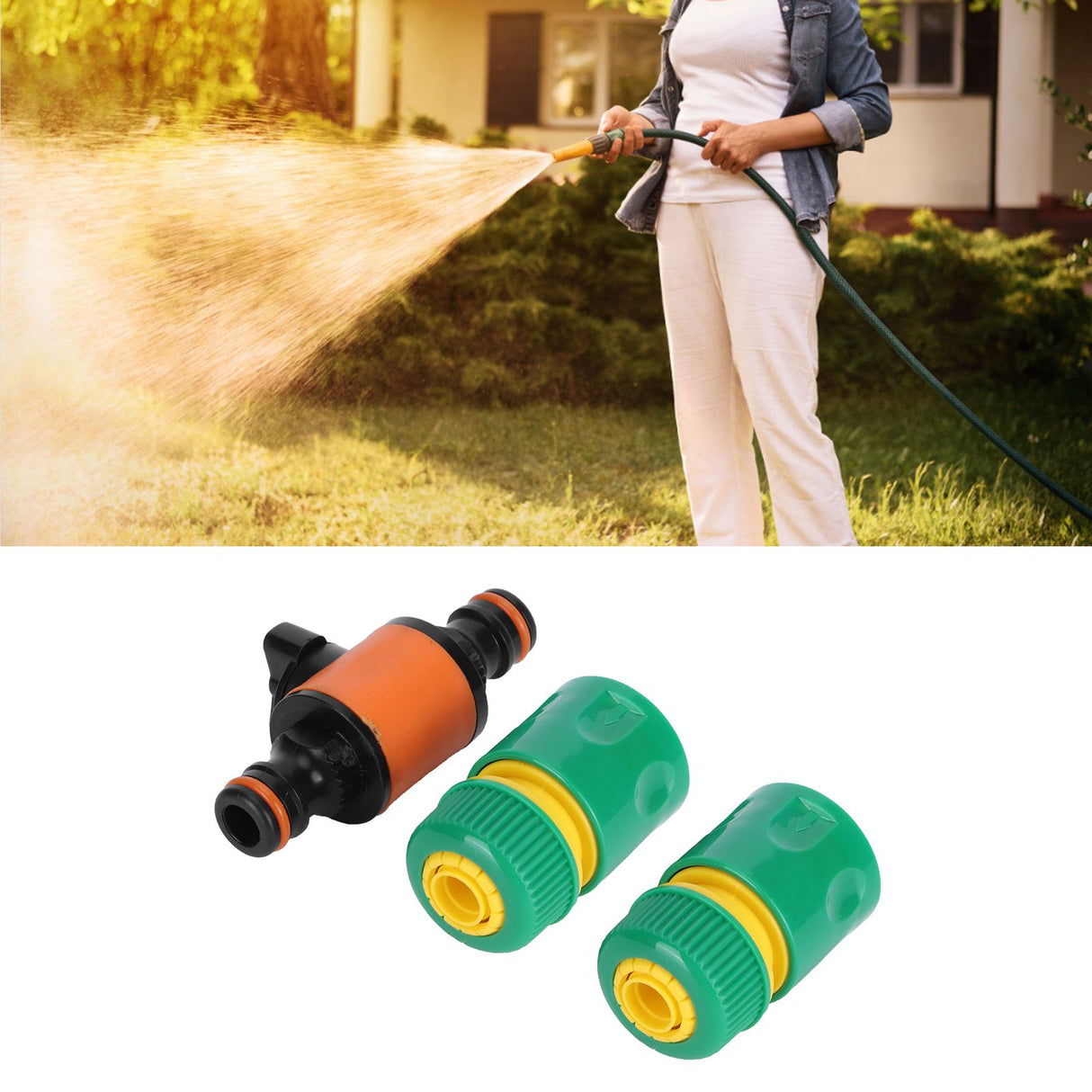3PCS /Set American Type On/Off Ball Valve Garden Hose Quick Connectors Hose Repair KitG1/2