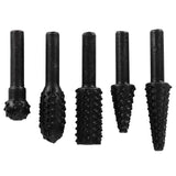 5PCs set Wood Carving File Rasp Woodworking Special Shaped Rotating Embossed Grinding Head - 45-Degree Angle