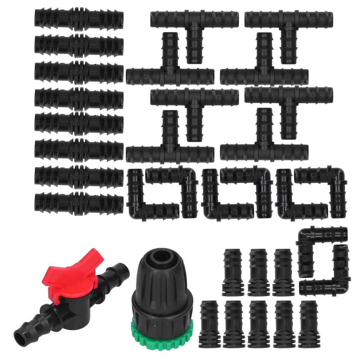 34Pcs/Set Drip Irrigation Kit G1/2 Faucet Adapter Tee Connector Spray Watering Supplies