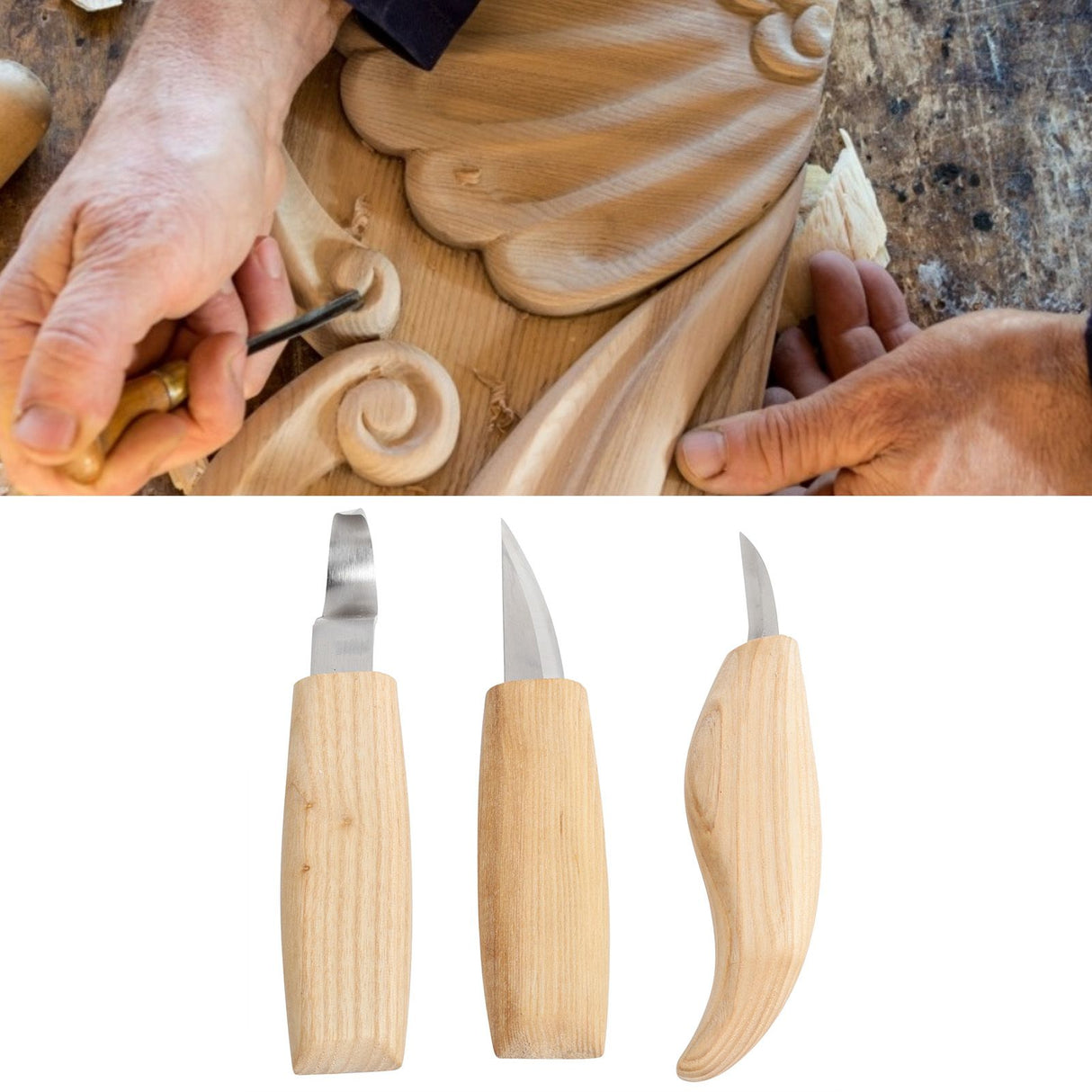 3Pcs/Set DIY Woodcarving Cutter Kit Stainless Steel Knives Woodworking Accessory