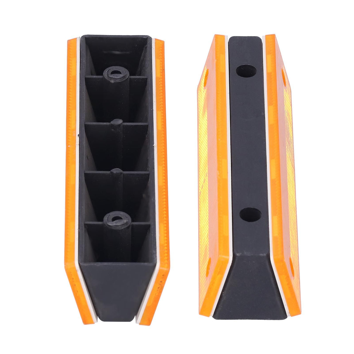 2PCS Rectangle Reflective Sign Road Stud Marker for Highway Traffic Warning Facilities(YellowYellow )