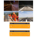 2PCS Rectangle Reflective Sign Road Stud Marker for Highway Traffic Warning Facilities(YellowYellow )