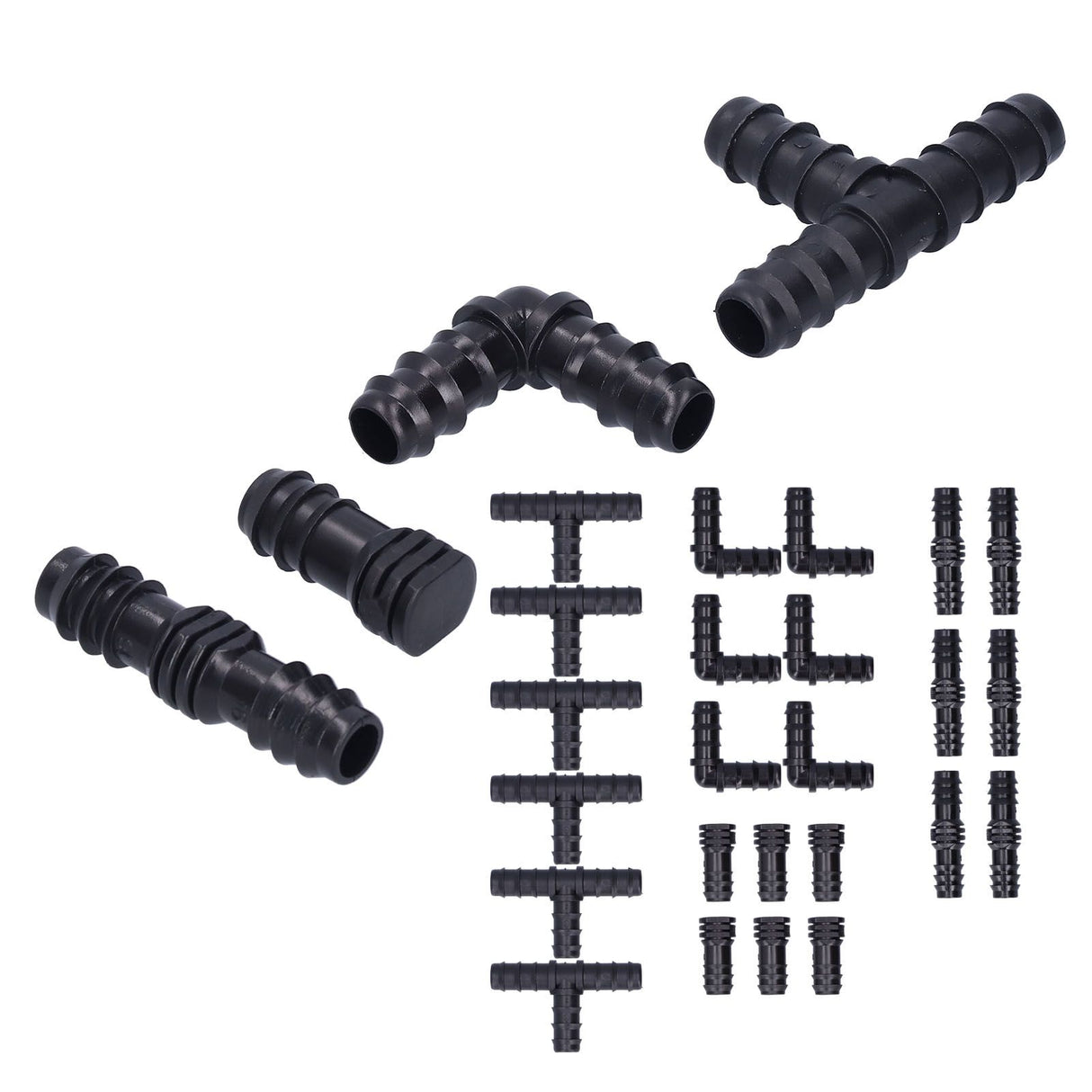 24Pcs/Set Drip Irrigation Fitting Kit 1/2 Tubing Barbed Connectors for Garden Greenhouse