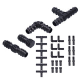 24Pcs/Set Drip Irrigation Fitting Kit 1/2 Tubing Barbed Connectors for Garden Greenhouse - Close-Up Angle