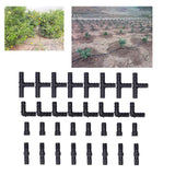 32Pcs/Set Drip Irrigation Tees Connectors Kit 1/2 Tubing Set Garden Greenhouse Sprinkler System