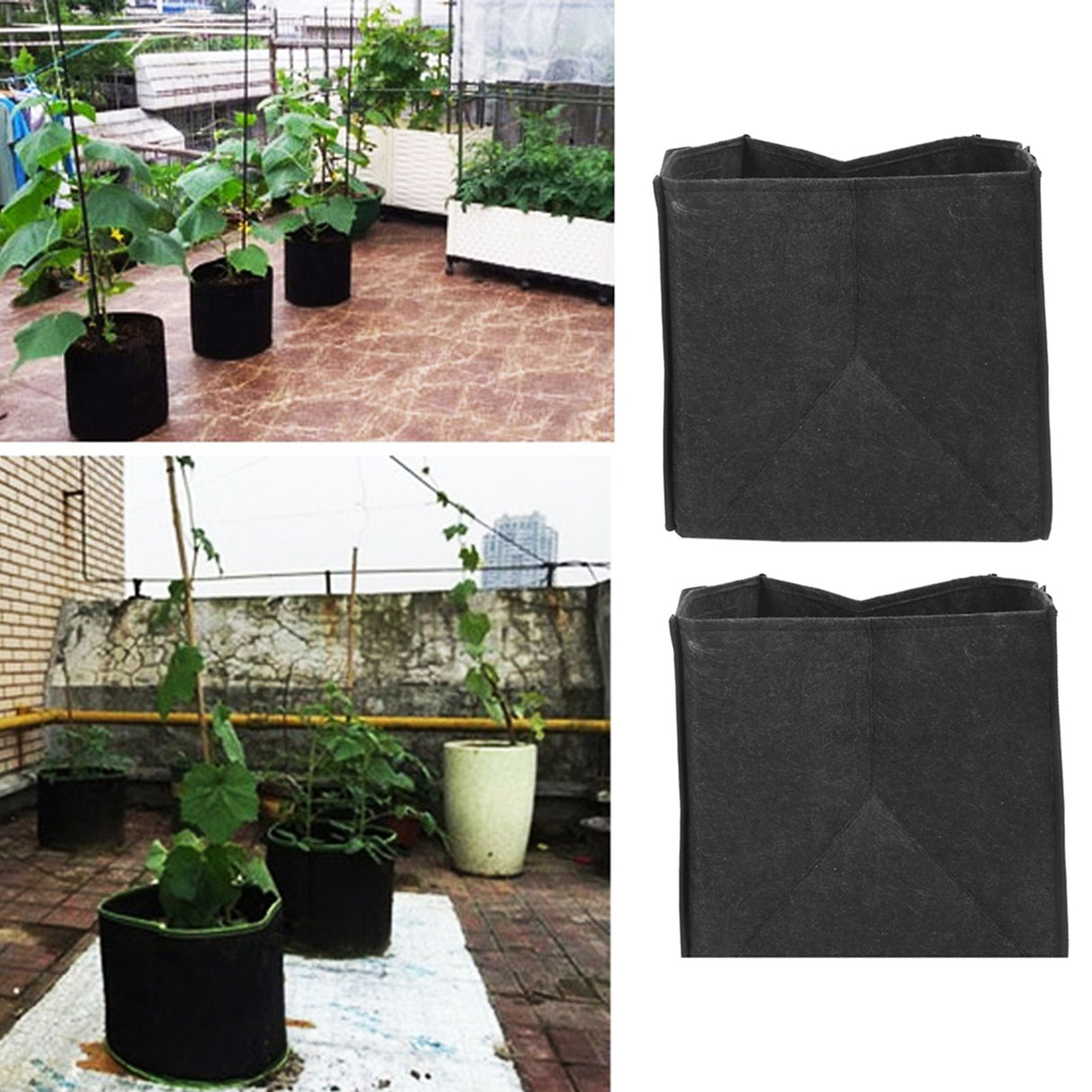 2PCS Plant Grow Bags Felt Vegetable Growing Pots with Handles Flower Planting Bed15Gallon 35x35x35cm