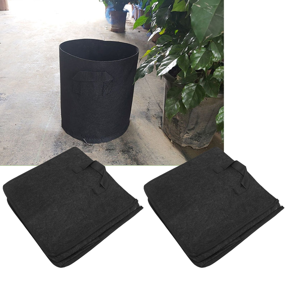 2PCS Plant Grow Bags Felt Vegetable Growing Pots with Handles Flower Planting Bed15Gallon 35x35x35cm