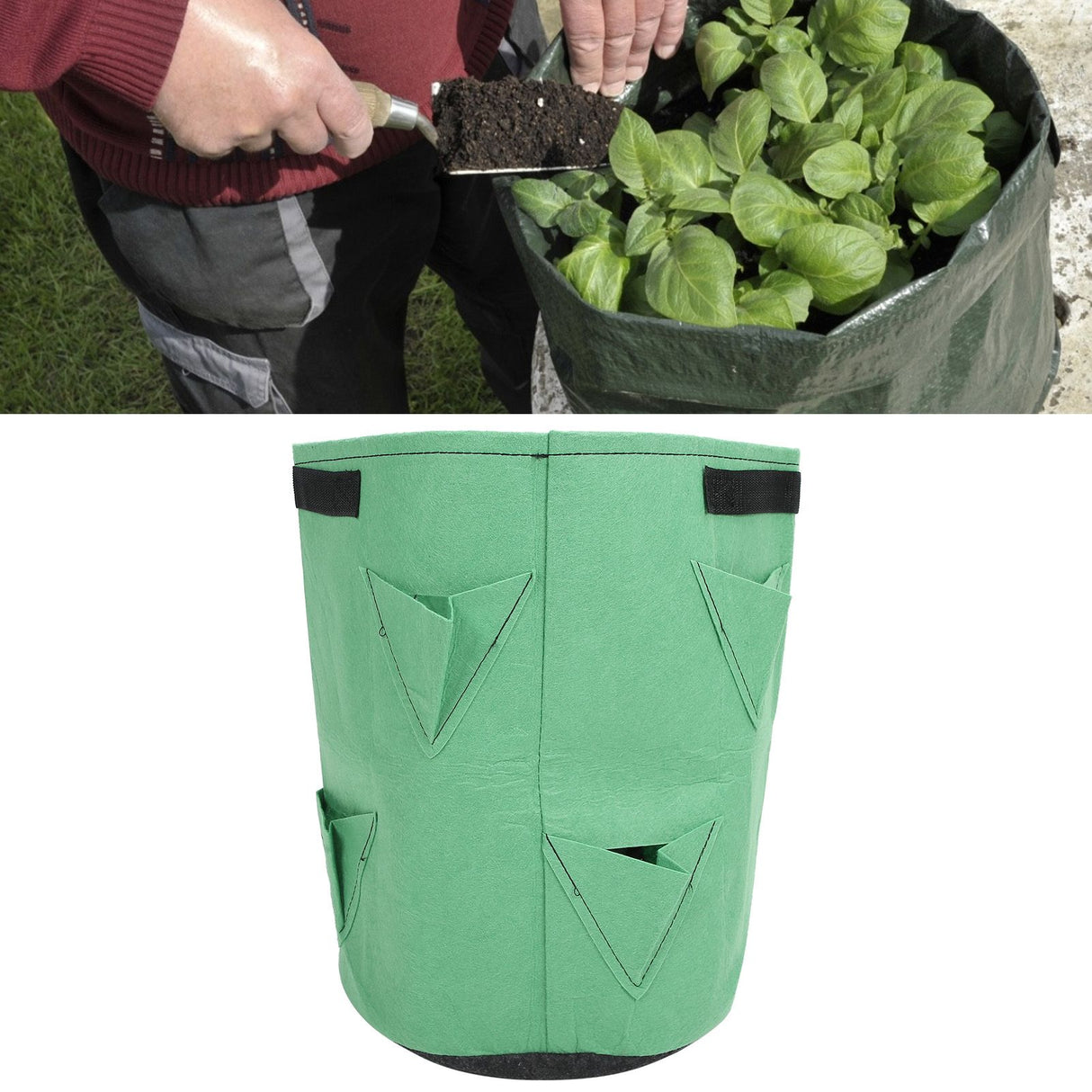 2Pcs 8‑Pockets Strawberry Planting Bag Flower and Vegetable Planting Buckets for Gardening