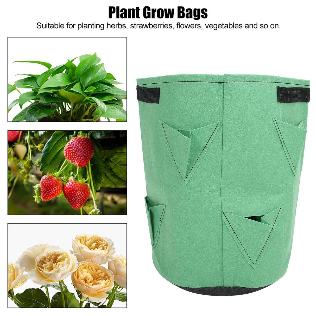 2Pcs 8‑Pockets Strawberry Planting Bag Flower and Vegetable Planting Buckets for Gardening