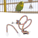 2Pcs Bird Stand Rope with Bell Colorful Hanging Cotton Rope Parrots Climbing Bar Toys - Extra Image