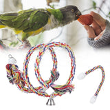 2Pcs Bird Stand Rope with Bell Colorful Hanging Cotton Rope Parrots Climbing Bar Toys