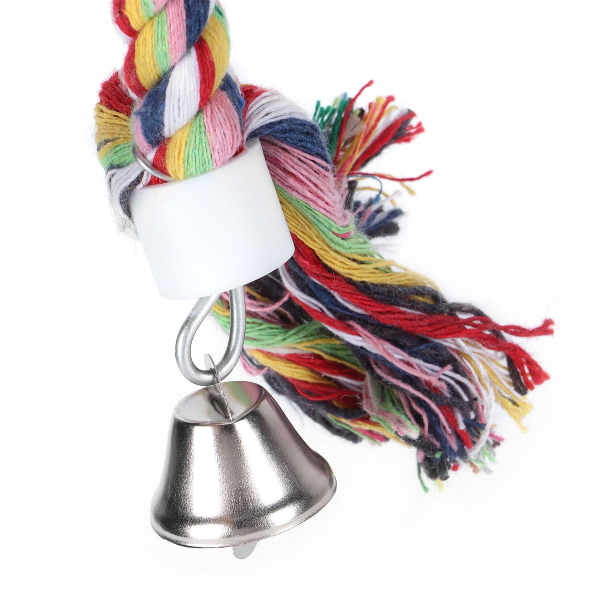 2Pcs Bird Stand Rope with Bell Colorful Hanging Cotton Rope Parrots Climbing Bar Toys
