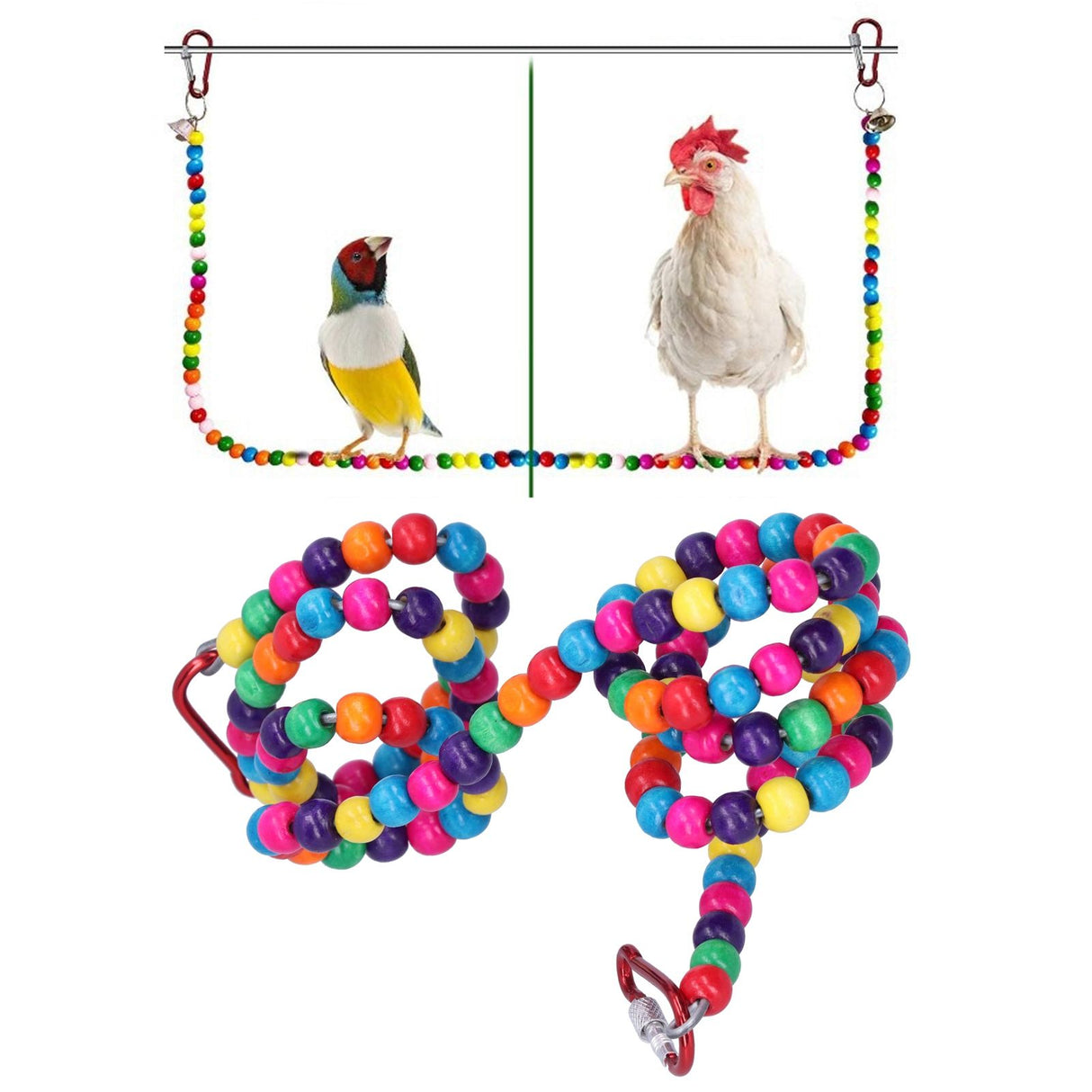 Bird Standing Rope Flexible Colorful Swing Cage Hanging Chewing Climbing Toys Supplies