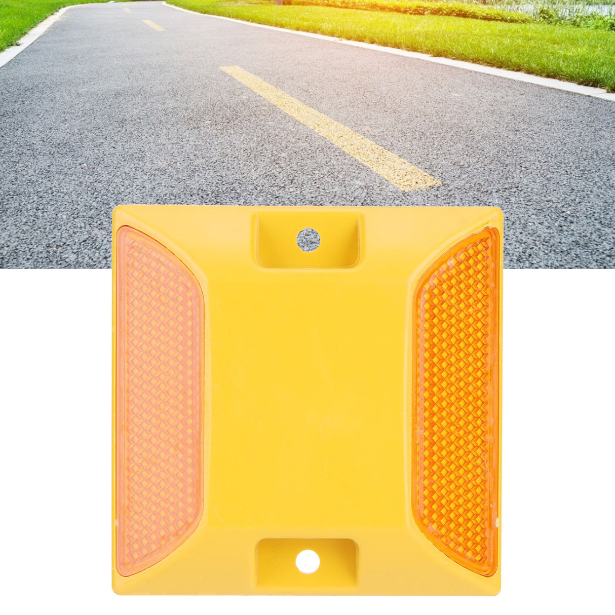 6PCS Double Yellow Plastic Road Reflectors Street Pavement Driveway Stud Markers