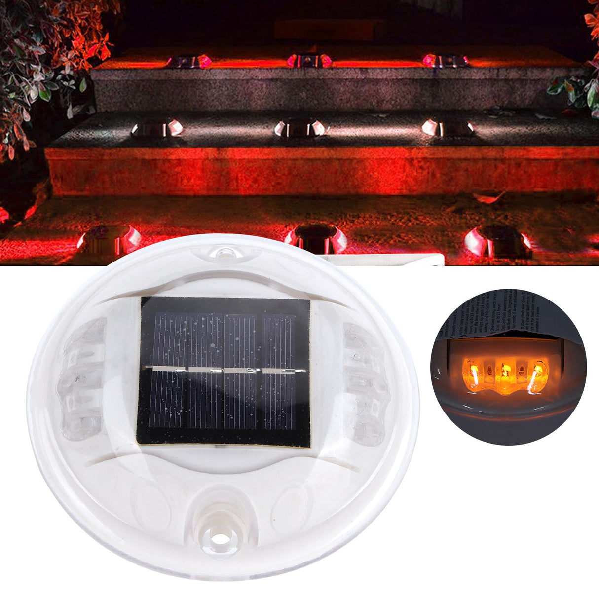 Round LED Solar Light IP68 Waterproof Induction Lamp for Garden Landscape Pathway Driveway